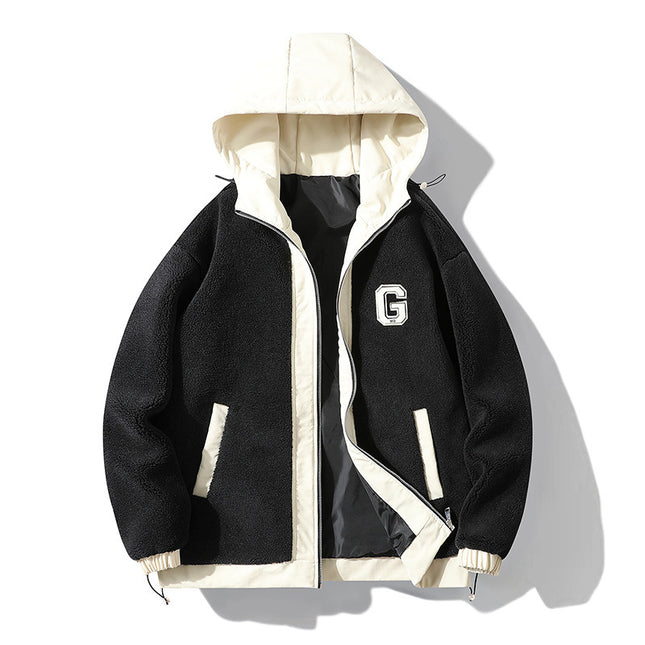 Men's Lamb Wool Student Versatile Couple Even Thickened Padded Polar Fleece Cotton-padded Coat
