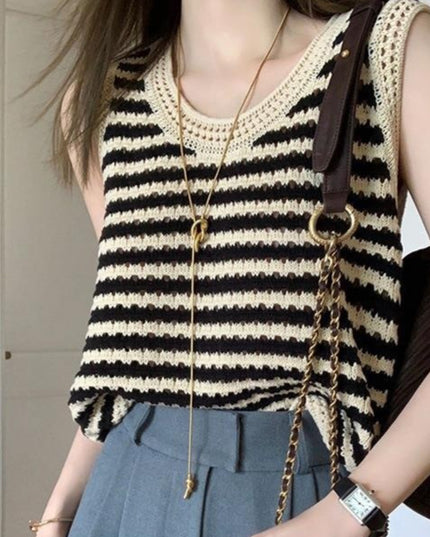 American Striped Knitted Camisole Vest