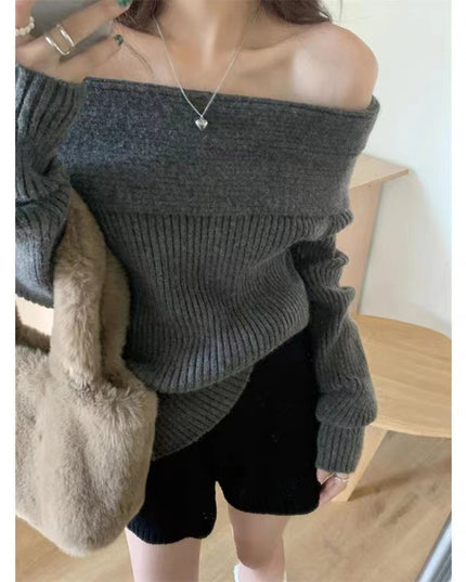 Idle Style Scarf Collar Solid Color Sweater Women's Loose Outer Wear Long Sleeve