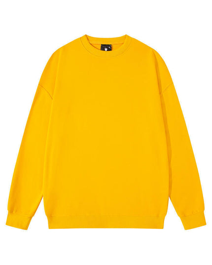 Men's Solid Color Pullover Sweatshirt Loose Round-neck Top Couple College Style Solid Color Clothes