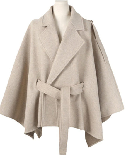 Lace-up Shawl Cape Thickened Coat Woolen