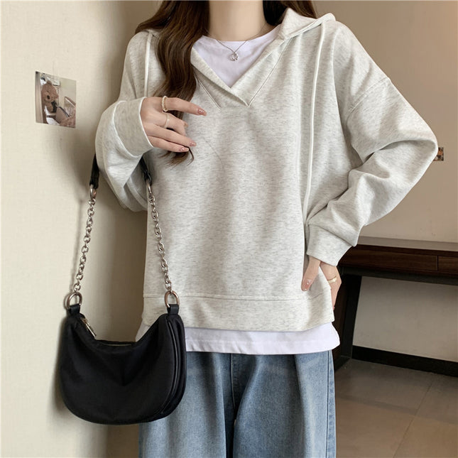 Loose Slimming Patchwork Fake Two-piece Top