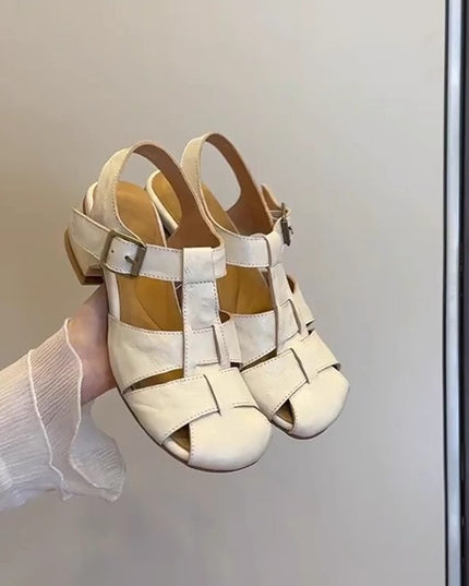 French Gentle Commuter Roman Shoes Women's Outer Wear Woven