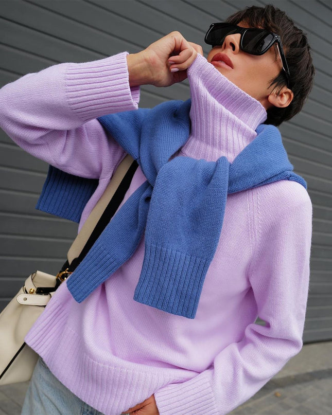 Elegant Commuter's All-matching Solid Color Raglan Sleeve Sweater For Women