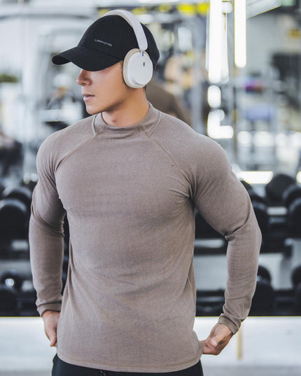 Men's Dralon Thermal Slim Fit Half-high Collar Long Sleeves Top
