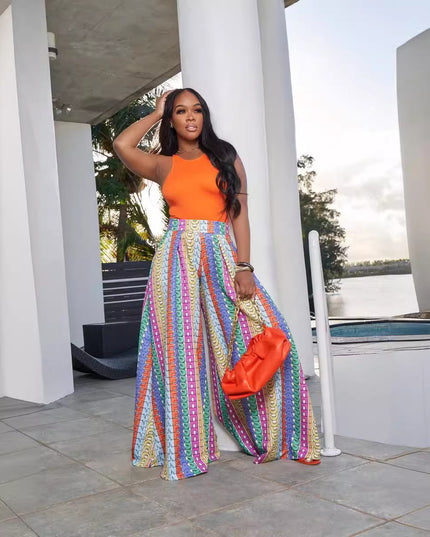 European And American Women's Clothing Printed Trousers