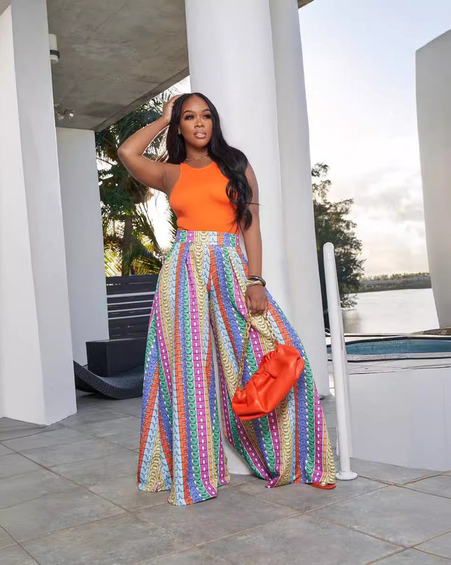 European And American Women's Clothing Printed Trousers