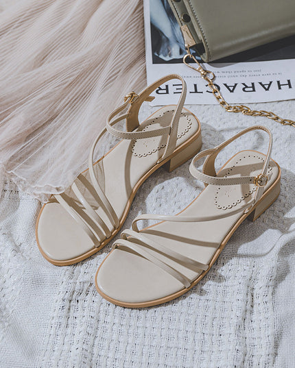 Women's Mid-heel Round Toe Roman Shoes With One-suit Skirt Chunky Heels