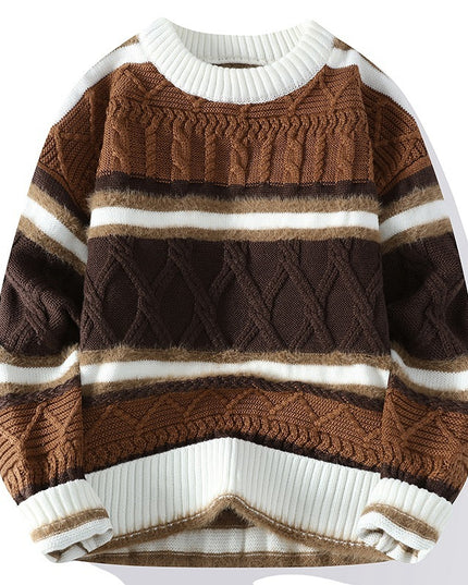 Round Neck Men's Casual Sweater – Soft Cotton Pullover for Autumn & Winter