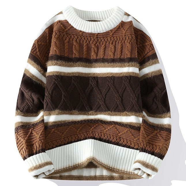 Round Neck Men's Casual Sweater – Soft Cotton Pullover for Autumn & Winter