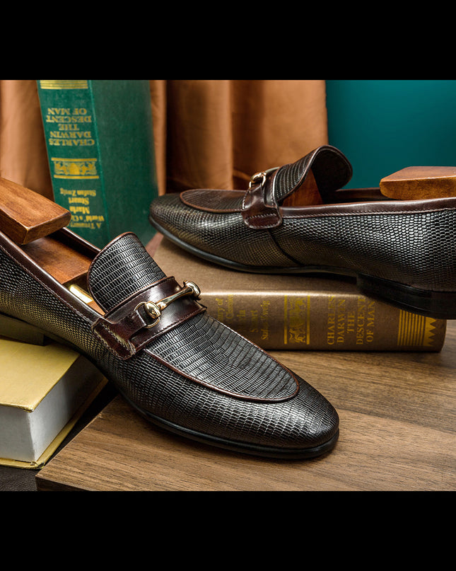 Cowhide Snake Pattern Men's Business Casual