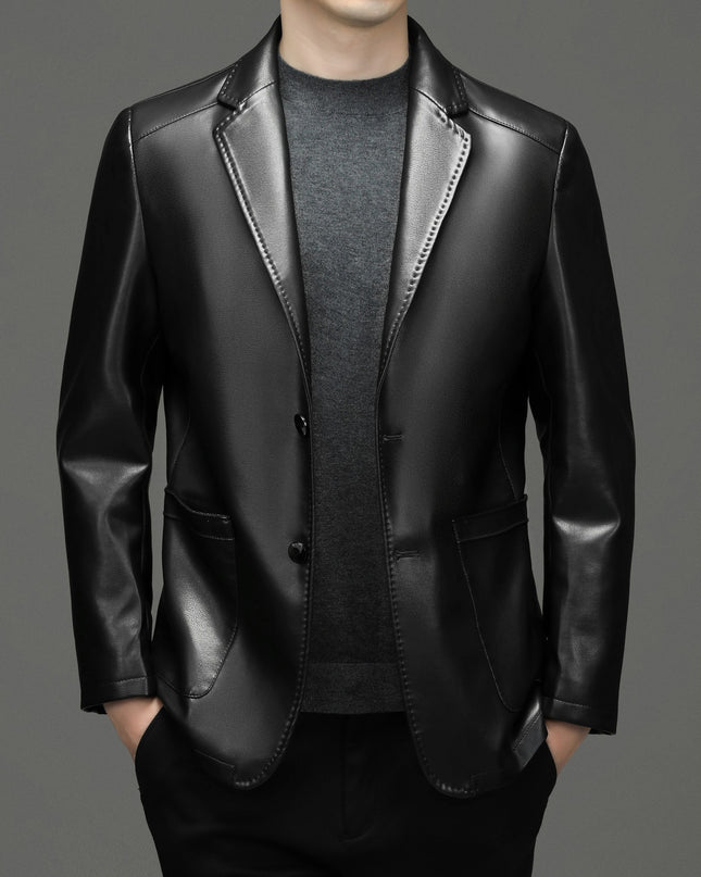 Sheepskin Suit Collar Men's Autumn And Winter Leather Jacket