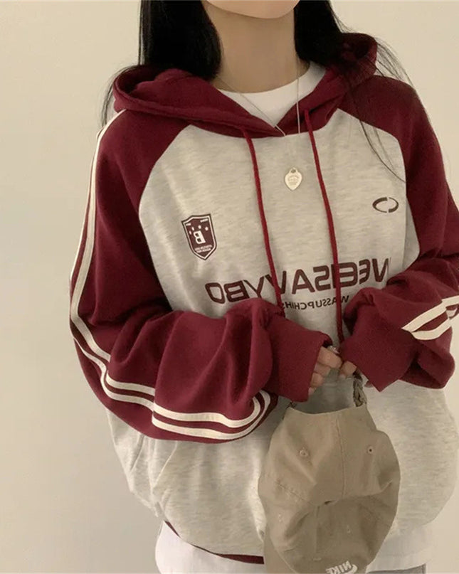 Thin Stitching Velvet Padded Hooded Sweatshirt Women