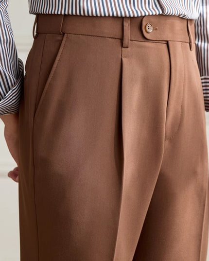 Retro Elastic Waist Non-ironing Naples Mid-high Waist Suit Pants