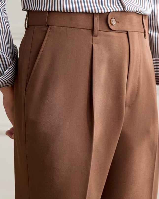 Retro Elastic Waist Non-ironing Naples Mid-high Waist Suit Pants