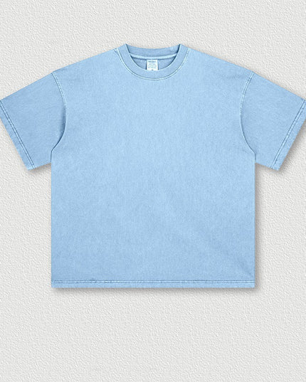 Heavy Washed Solid Color Short Sleeve Men And Women Same Style