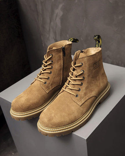 Hidden Heel Platform Retro Men's Leather Boots