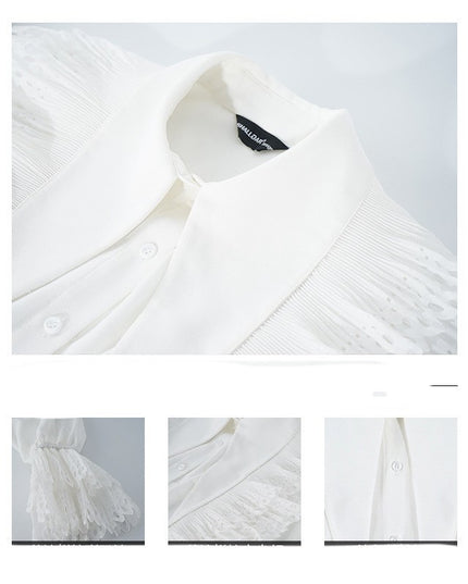 Lace Ins Tide Flared Sleeves Loose Shirt