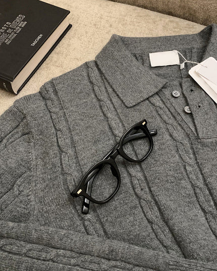 Winter Warm Lapel Sweater Men's Korean Style Handsome High Sense
