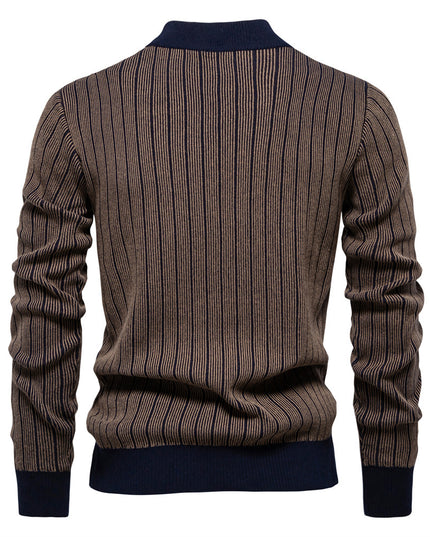 Half Turtleneck Slim Striped Top Fashion Men's Pullovers