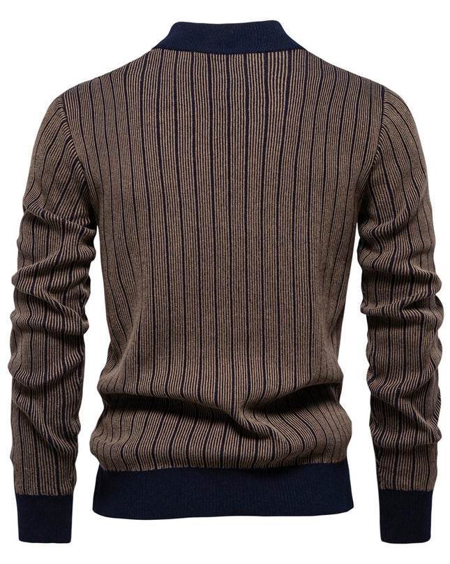 Half Turtleneck Slim Striped Top Fashion Men's Pullovers