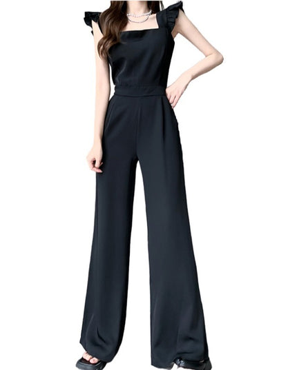 Mushroom Edge Temperament Sleeveless Jumpsuit With A Drooping Feeling And Wide Leg Pants