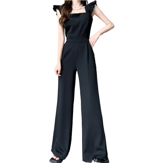 Mushroom Edge Temperament Sleeveless Jumpsuit With A Drooping Feeling And Wide Leg Pants