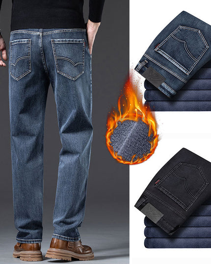 Men's Loose Fleece-lined Straight-leg Trousers