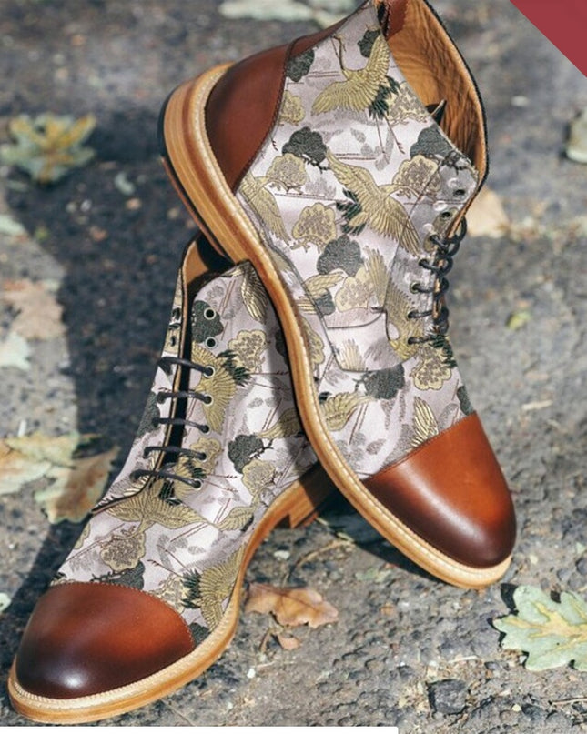Spring Low Heel Front Lace Up Low Tube Martin Boots Men's Shoes