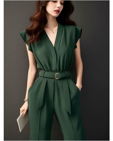 Women's High-grade Green Jumpsuit For Spring And Summer Chic Chanel-style
