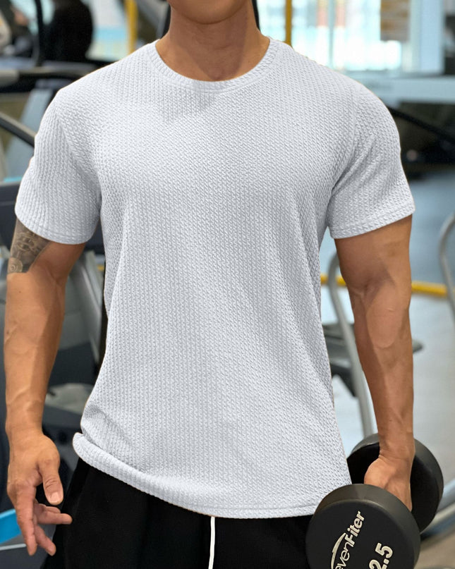 Men's Solid Color American Round Neck Short-sleeved Sports T-shirt