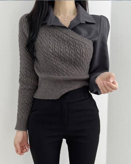 New Korean Style Stitching Temperament Top