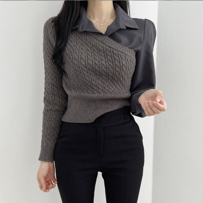 New Korean Style Stitching Temperament Top