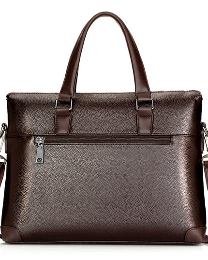 Men’s Diagonal Handbag Briefcase | PU Leather, 15-Inch Laptop Compatible