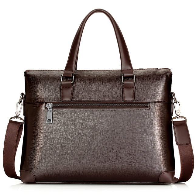 Men’s Diagonal Handbag Briefcase | PU Leather, 15-Inch Laptop Compatible