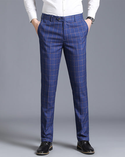 Men's Plaid Slim Fit Feet Suit Pants