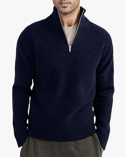 Men's Thickened Half-height Zip Collar Warm Sweater Coat