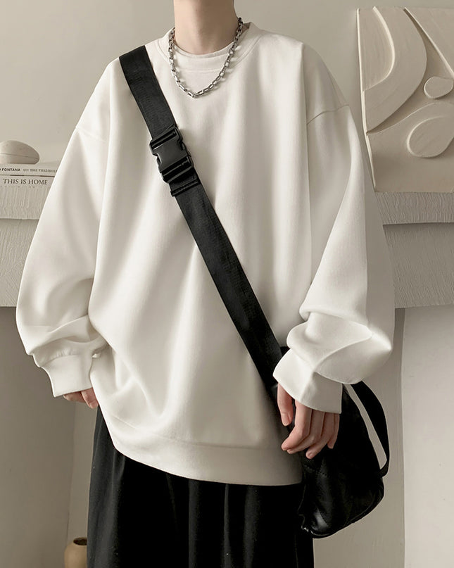 Japanese Basic Style Round Neck Sweater For Men