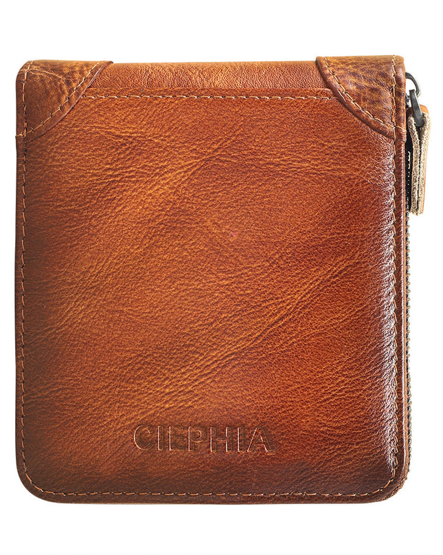 Men's Wallet Leather Short Anti-theft Swiping Zipper Multifunctional