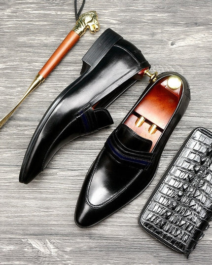 Shallow mouth men's shoes leather shoes