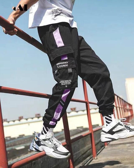 Loose casual cargo pants with velcro straps