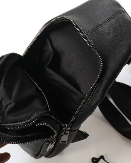 Black Top Layer Cow Leather Japanese Casual Bag