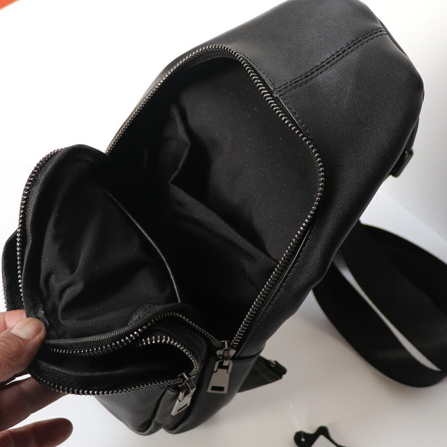 Black Top Layer Cow Leather Japanese Casual Bag