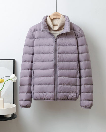 Lightweight Down Jacket Women's Short Stand Collar Hooded