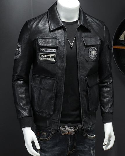 Autumn And Winter New Men's Coat Casual Leather Clothing Slim Fit