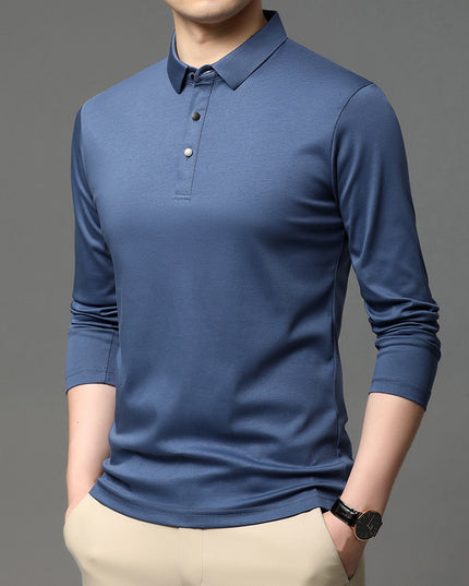 New Men's Long-sleeved Lapel T-shirt