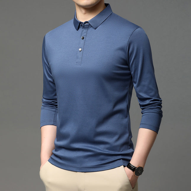 New Men's Long-sleeved Lapel T-shirt