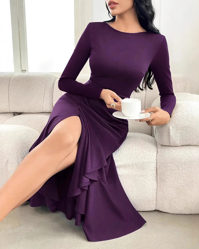 Women's Long Sleeve Round Neck Dress