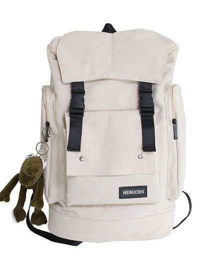 Tooling Style Flap Backpack, Contrast Color And Large Capacity