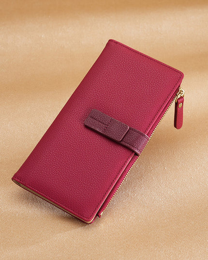 Long Multiple Card Slots Zipper Bag Buckle Korean Style High Sense Women's Wallet